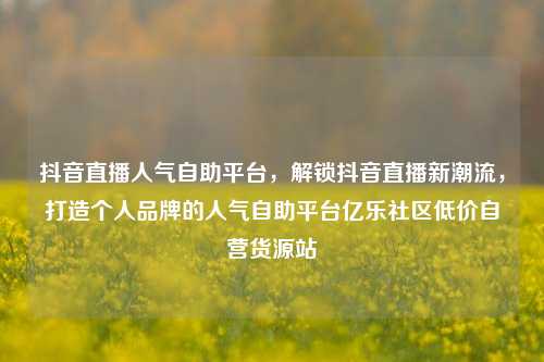 抖音直播人气自助平台，解锁抖音直播新潮流	，打造个人品牌的人气自助平台亿乐社区低价自营货源站  第1张