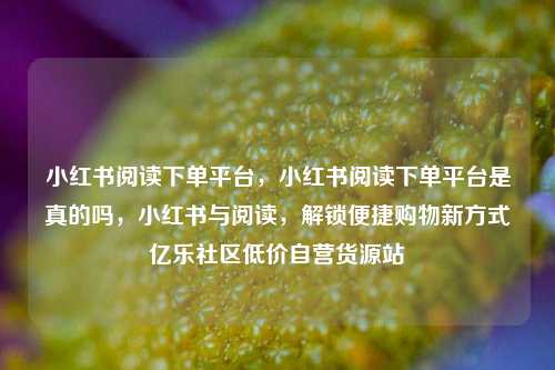 小红书阅读下单平台	，小红书阅读下单平台是真的吗，小红书与阅读，解锁便捷购物新方式亿乐社区低价自营货源站  第1张