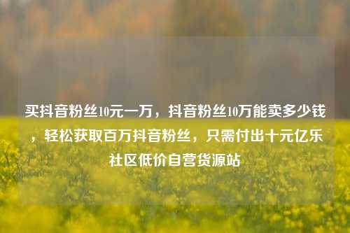 买抖音粉丝10元一万，抖音粉丝10万能卖多少钱，轻松获取百万抖音粉丝	，只需付出十元亿乐社区低价自营货源站  第1张