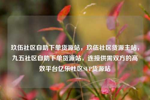 玖伍社区自助下单货源站，玖伍社区货源主站，九五社区自助下单货源站	，连接供需双方的高效平台亿乐社区SUP货源站  第1张