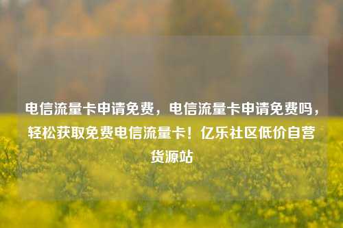 电信流量卡申请免费	，电信流量卡申请免费吗，轻松获取免费电信流量卡！亿乐社区低价自营货源站  第1张