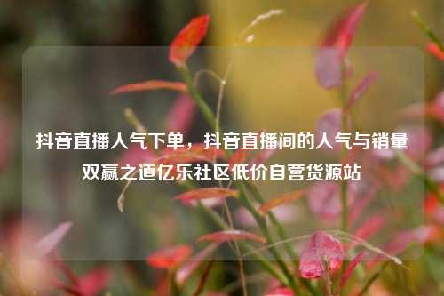 抖音直播人气下单，抖音直播间的人气与销量双赢之道亿乐社区低价自营货源站  第1张