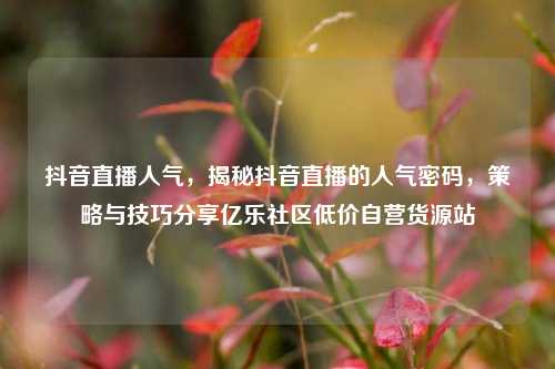 抖音直播人气，揭秘抖音直播的人气密码，策略与技巧分享亿乐社区低价自营货源站  第1张