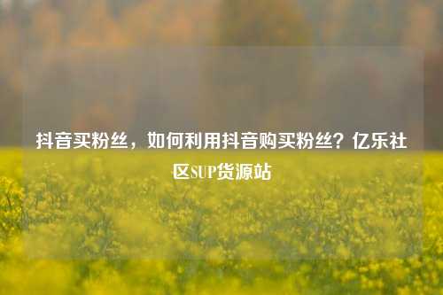 抖音买粉丝，如何利用抖音购买粉丝？亿乐社区SUP货源站  第1张