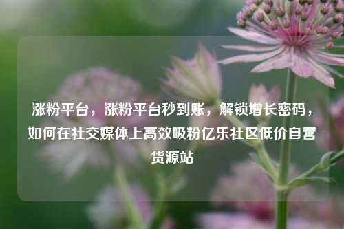 涨粉平台	，涨粉平台秒到账，解锁增长密码，如何在社交媒体上高效吸粉亿乐社区低价自营货源站  第1张