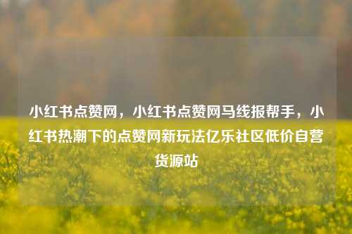 小红书点赞网，小红书点赞网马线报帮手，小红书热潮下的点赞网新玩法亿乐社区低价自营货源站  第1张