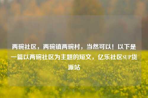 两碗社区，两碗镇两碗村	，当然可以！以下是一篇以两碗社区为主题的短文，亿乐社区SUP货源站  第1张
