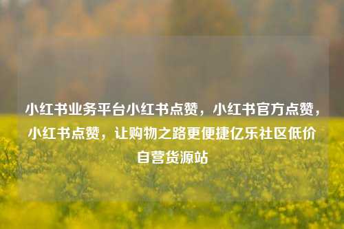小红书业务平台小红书点赞，小红书官方点赞，小红书点赞	，让购物之路更便捷亿乐社区低价自营货源站  第1张