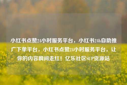 小红书点赞24小时服务平台，小红书24h自助推广下单平台	，小红书点赞24小时服务平台，让你的内容瞬间走红！亿乐社区SUP货源站  第1张