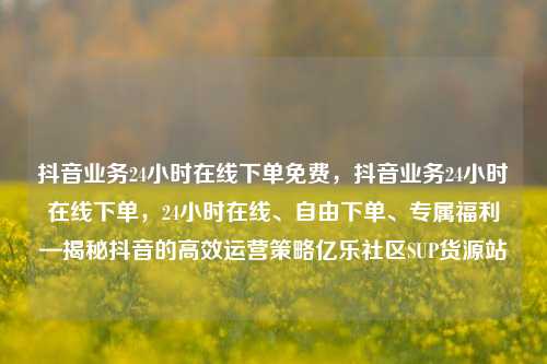 抖音业务24小时在线下单免费，抖音业务24小时在线下单	，24小时在线	、自由下单、专属福利—揭秘抖音的高效运营策略亿乐社区SUP货源站  第1张