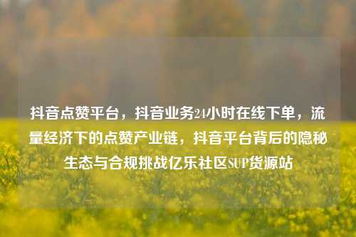 抖音点赞平台，抖音业务24小时在线下单	，流量经济下的点赞产业链，抖音平台背后的隐秘生态与合规挑战亿乐社区SUP货源站  第1张